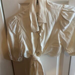 Elegant Cream Tie-Front Blouse